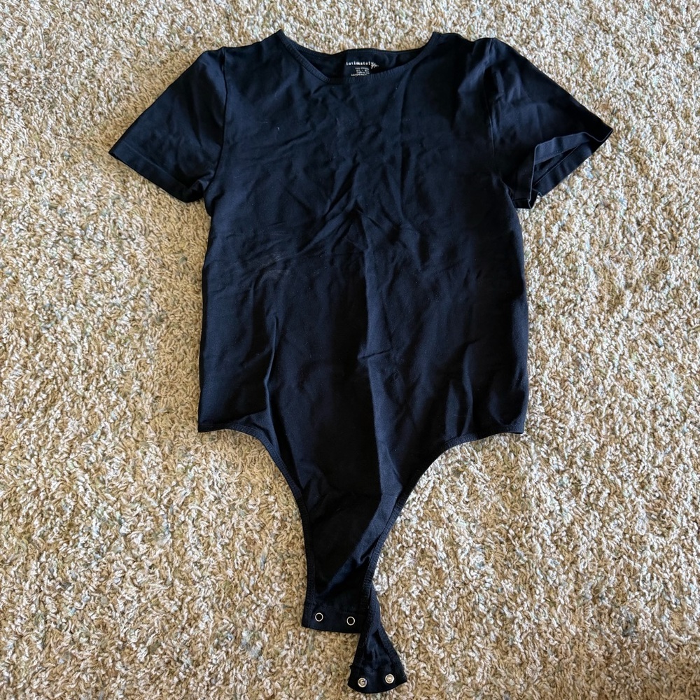 Intimately Free People Clean Lines Tee Bodysuit Black Sz M/L